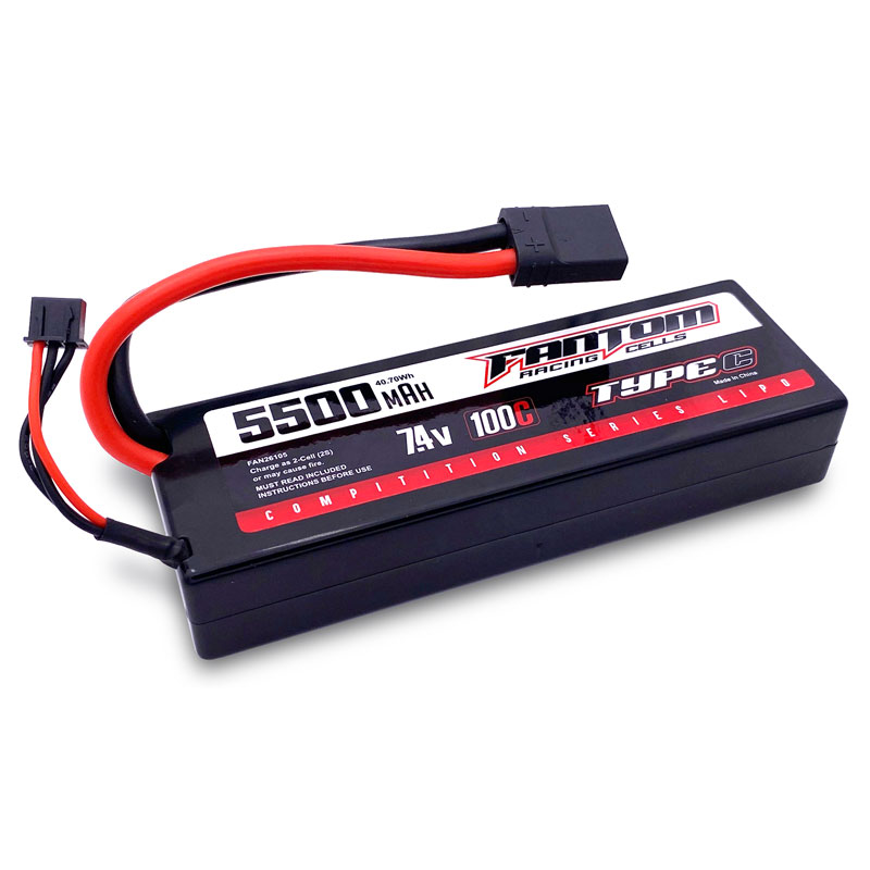 100C COMPETITION SERIES LiPo – 5500mAh, 7.4v, 2-Cell, Traxxas Connector – NEW IMPROVED CASE