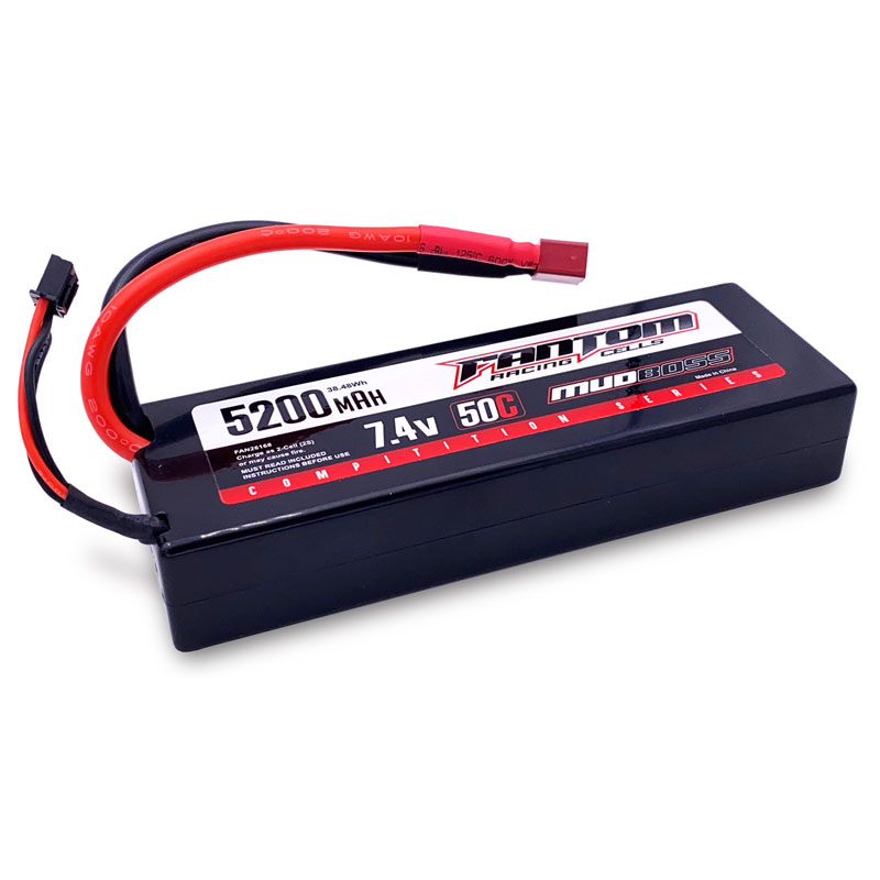 50C MUDBOSS COMPETITION SERIES LiPo – 5200mAh, 7.4v, 2-Cell, Deans Connector – NEW IMPROVED CASE
