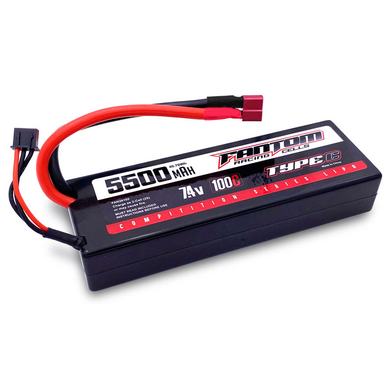 100C COMPETITION SERIES LiPo – 5500mAh, 7.4v, 2-Cell, Deans Connector – NEW IMPROVED CASE